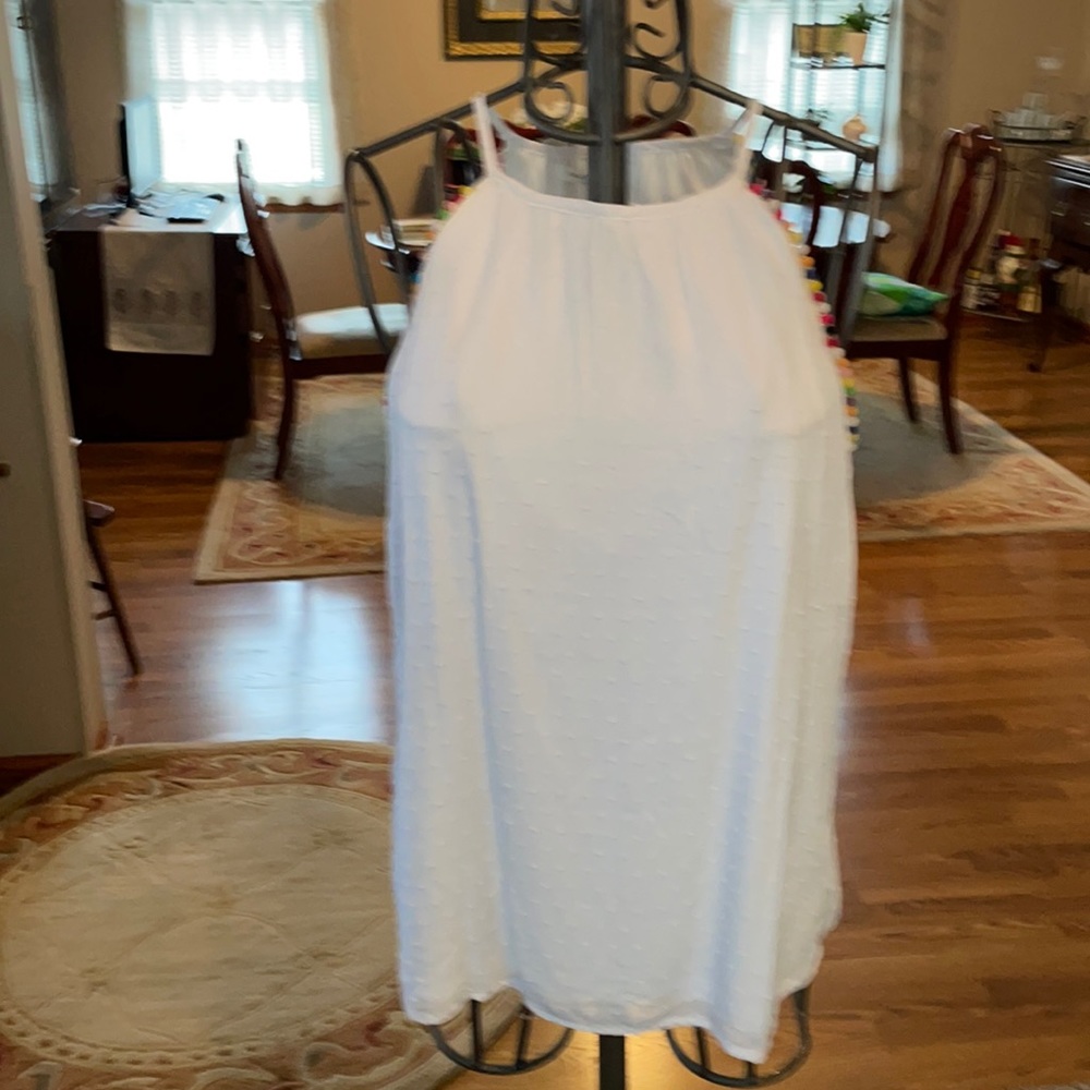 Maurice cotton sleeveless with tiny Pom poms